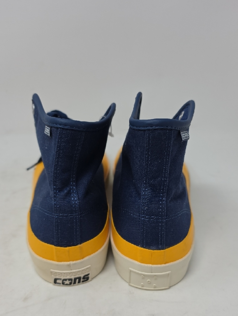 Converse High Top Sneakers Navy Blue and Yellow Men 9.5 Women 11 - Picture 4 of 6